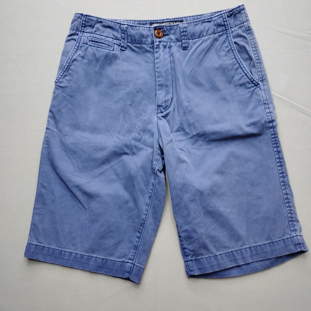 American Eagle Longboard Mens Blue Chino Shorts Size 30 Cotton Flat Front Casual